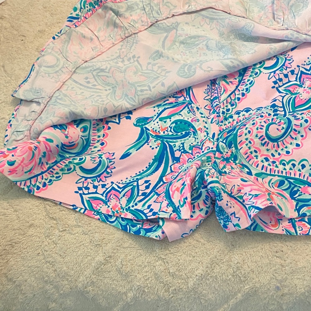 Lilly Pulitzer Pink and Blue Paisley High Waist Shorts - Picture 3 of 6